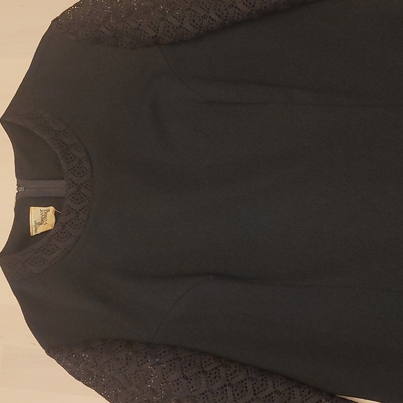 EUC VTG 1960s Puritan Forever Young Mod Black Dress with Open Lace Sleeves - Picture 11 of 12